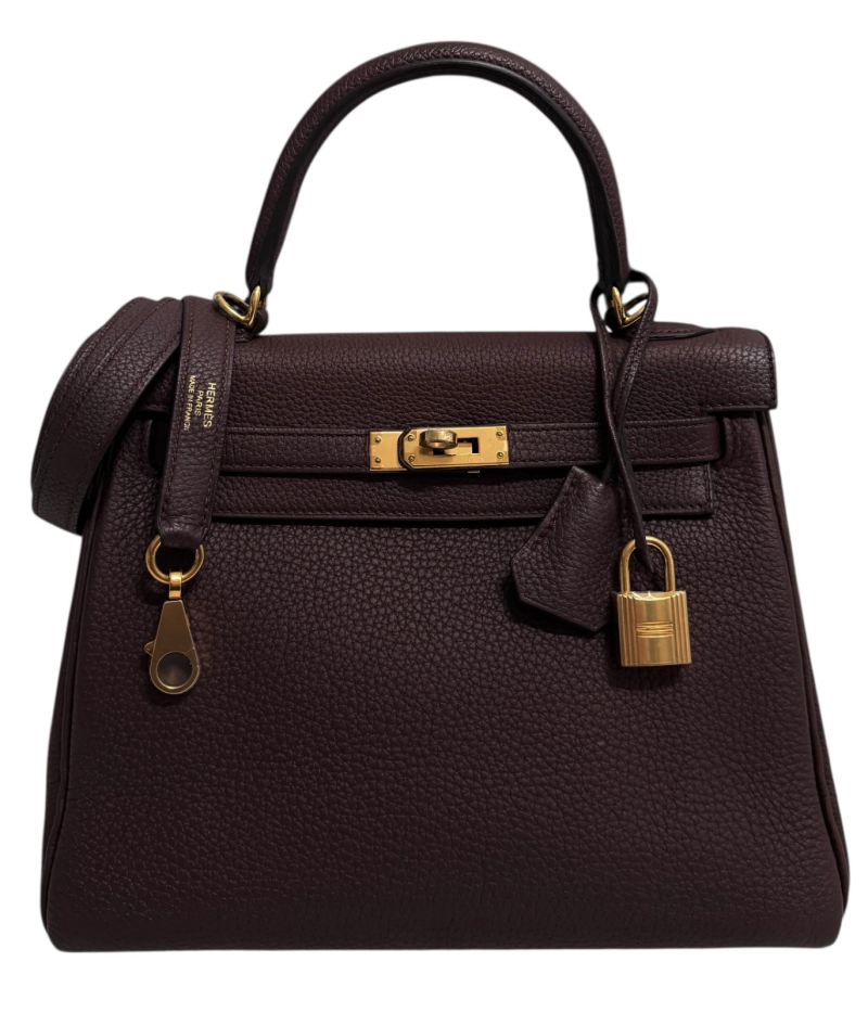 Hermes Bourdeaux Togo Retourne Kelly 25 Gold Hardware, 2017