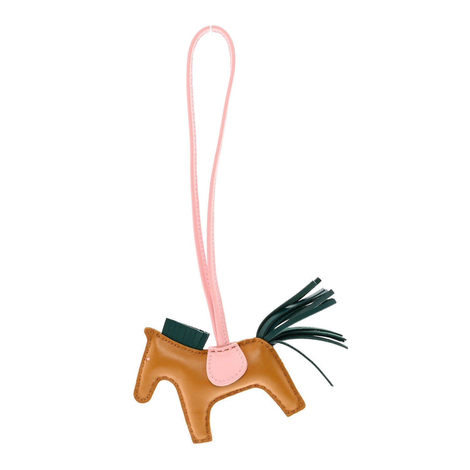 Hermes Milo Lambskin Grigri Rodeo Horse Bag Charm PM Sesame Malachite Rose Sakura