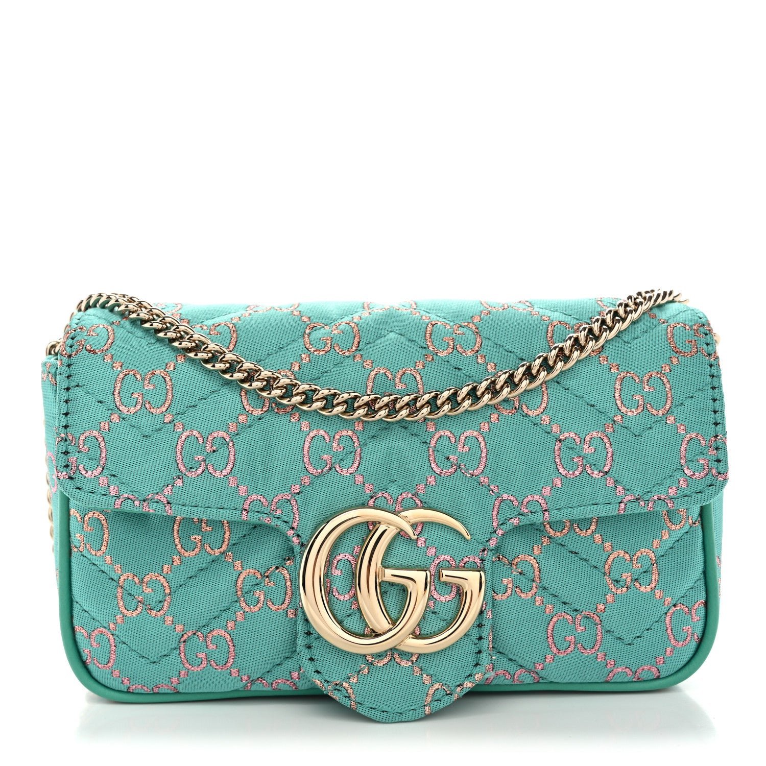 Gucci Jacquard Super Mini GG Marmont Shoulder Bag Green