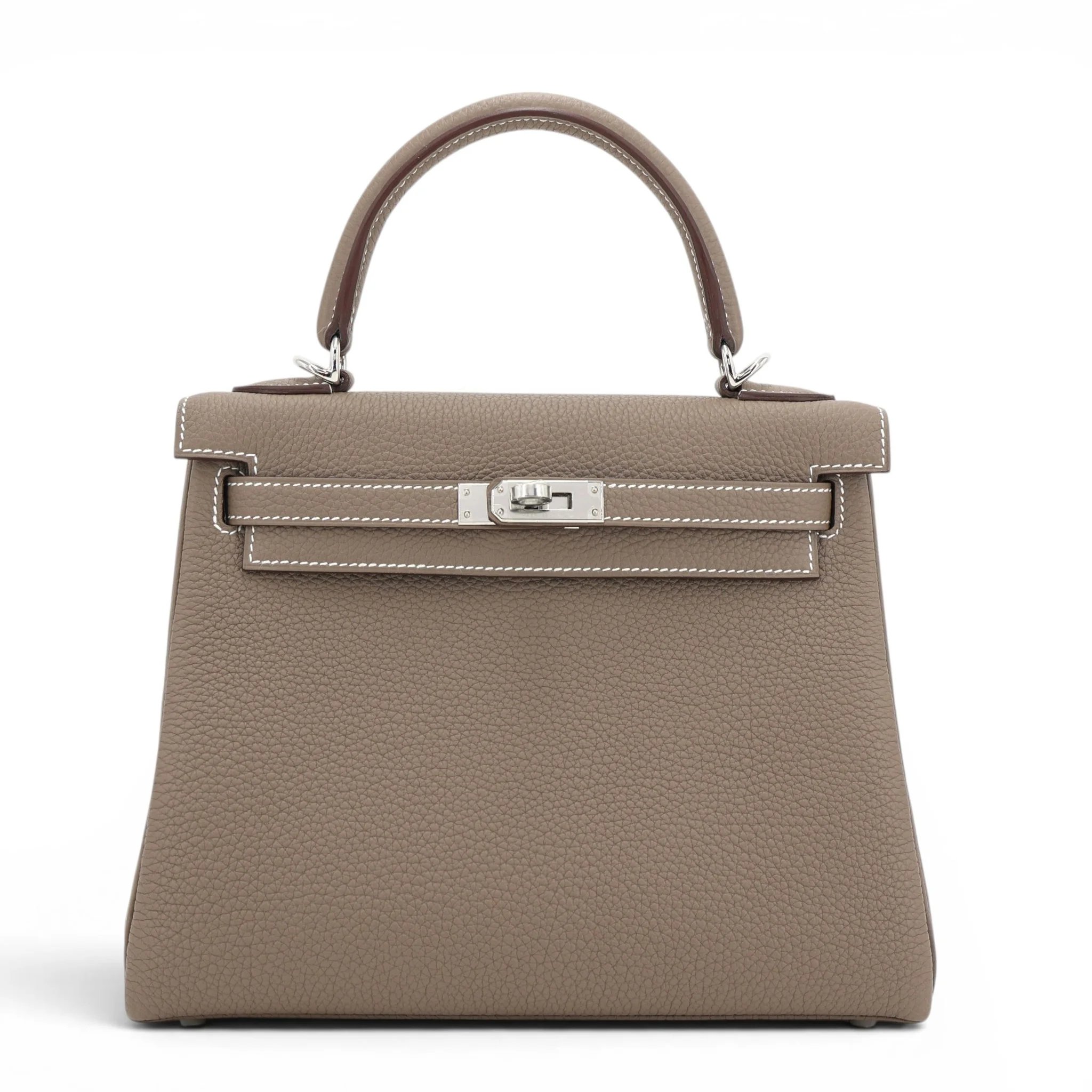 Brand New ( Rank N ) HERMÈS Kelly 25 Etoupe (18) Togo Palladium hardware K (2025)