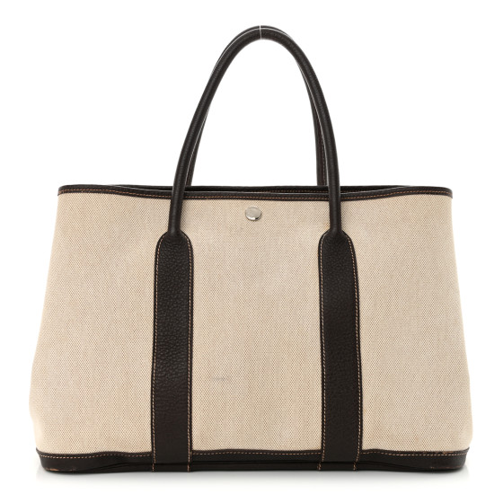 Hermes Buffle Skipper Toile Garden Party 36 MM Tote Marron Fonce