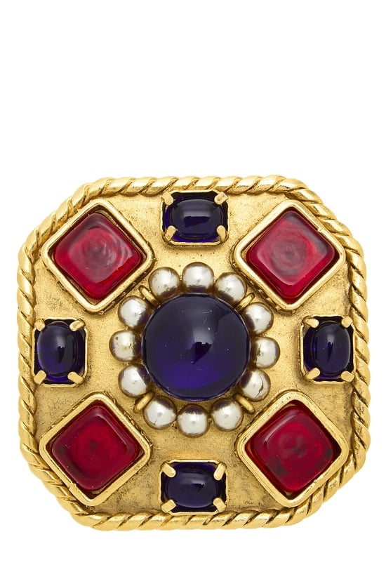Multicolor Gold Gripoix Brooch