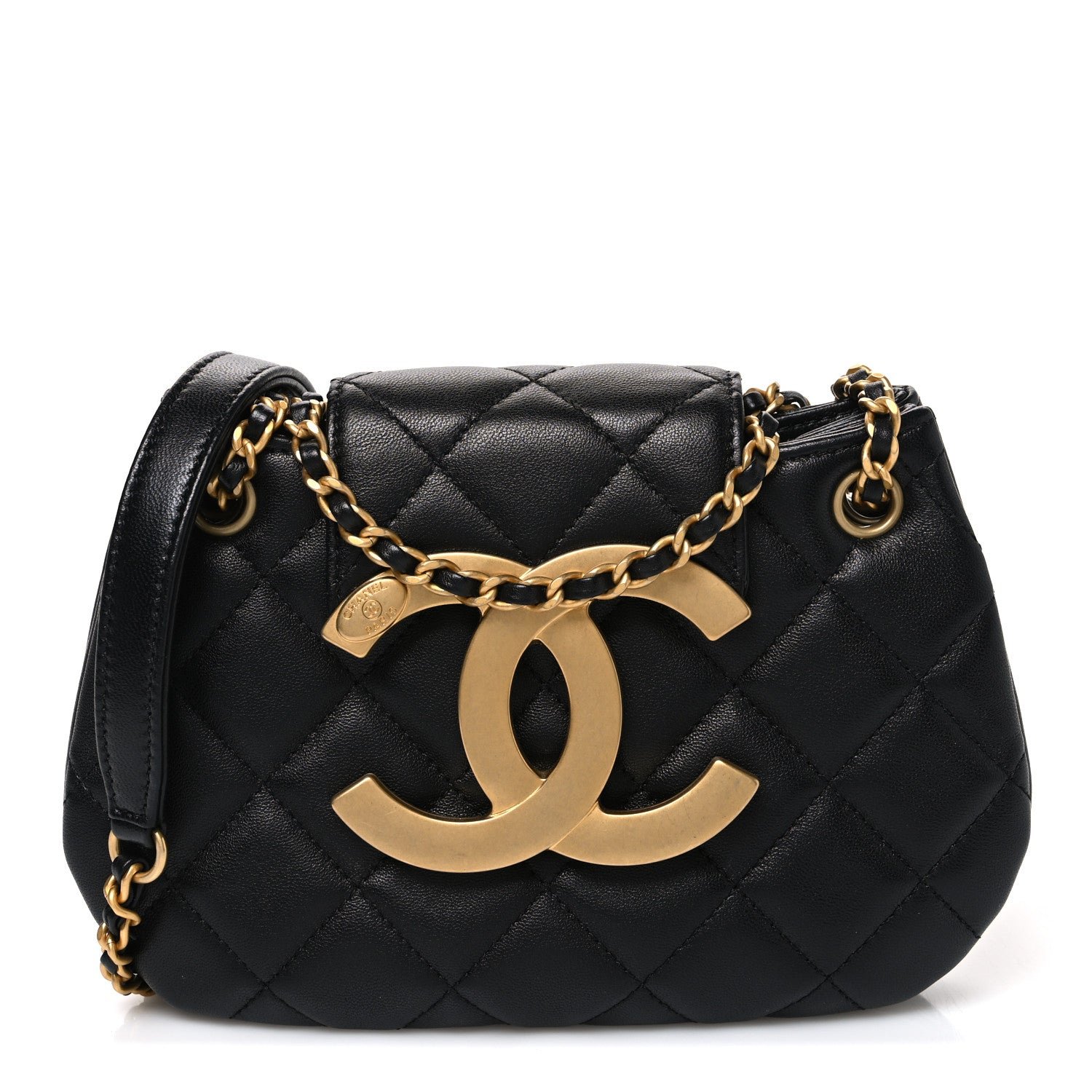 Chanel Lambskin Quilted Small Giant CC Flap Bag Black