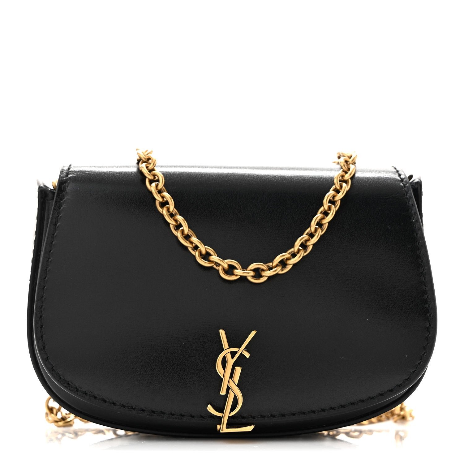 Saint Laurent Box Calfskin Mini Purse On Chain Bag Black