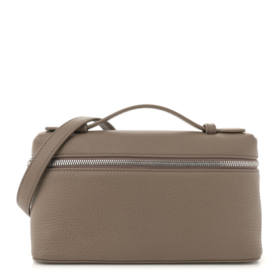 Loro Piana Grained Calfskin L19 Extra Pocket Pouch Warm Mastic
