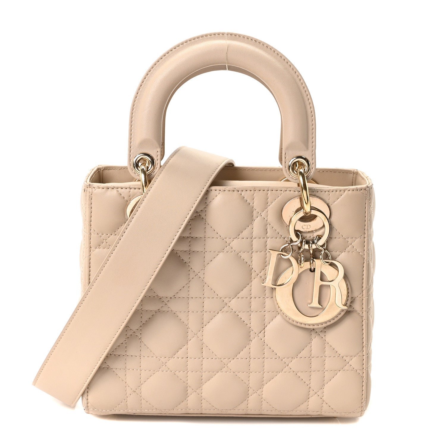 Christian Dior Lambskin Cannage Small My ABCDior Lady Dior Beige