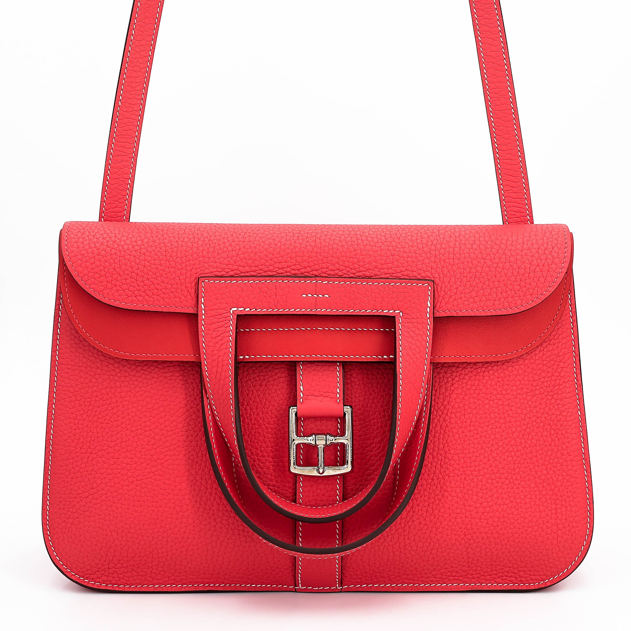 Excellent ( Rank SA ) HERMÈS Halzan 31 Rose Jaipur (T5) Capucine (9T) Chevre Palladium hardware C (2018)