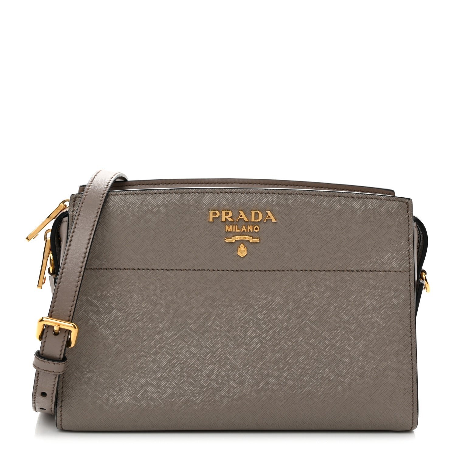 Prada Saffiano Calfskin Esplanade Crossbody Bag Argilla