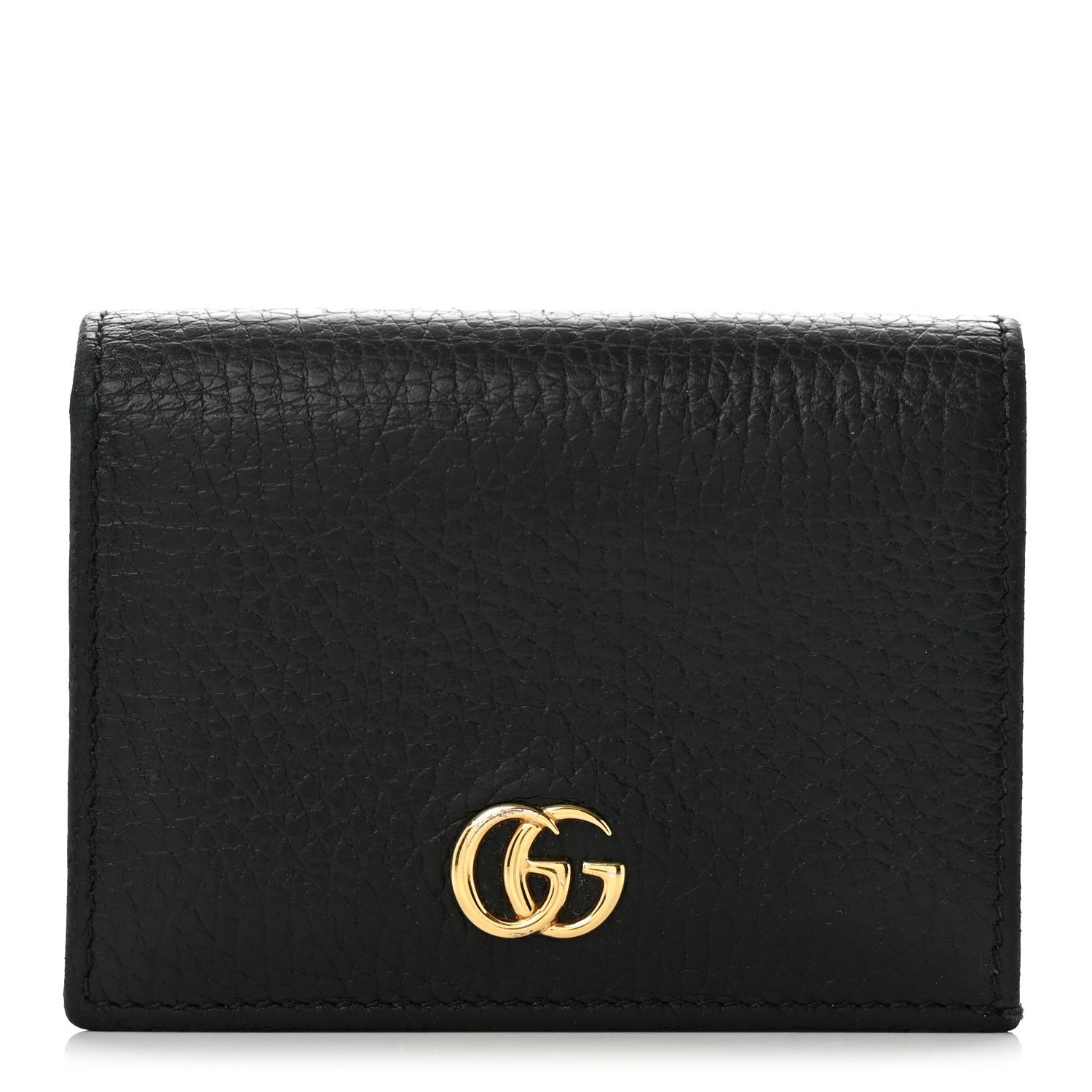 Gucci Pebbled Calfskin GG Marmont Card Case Black