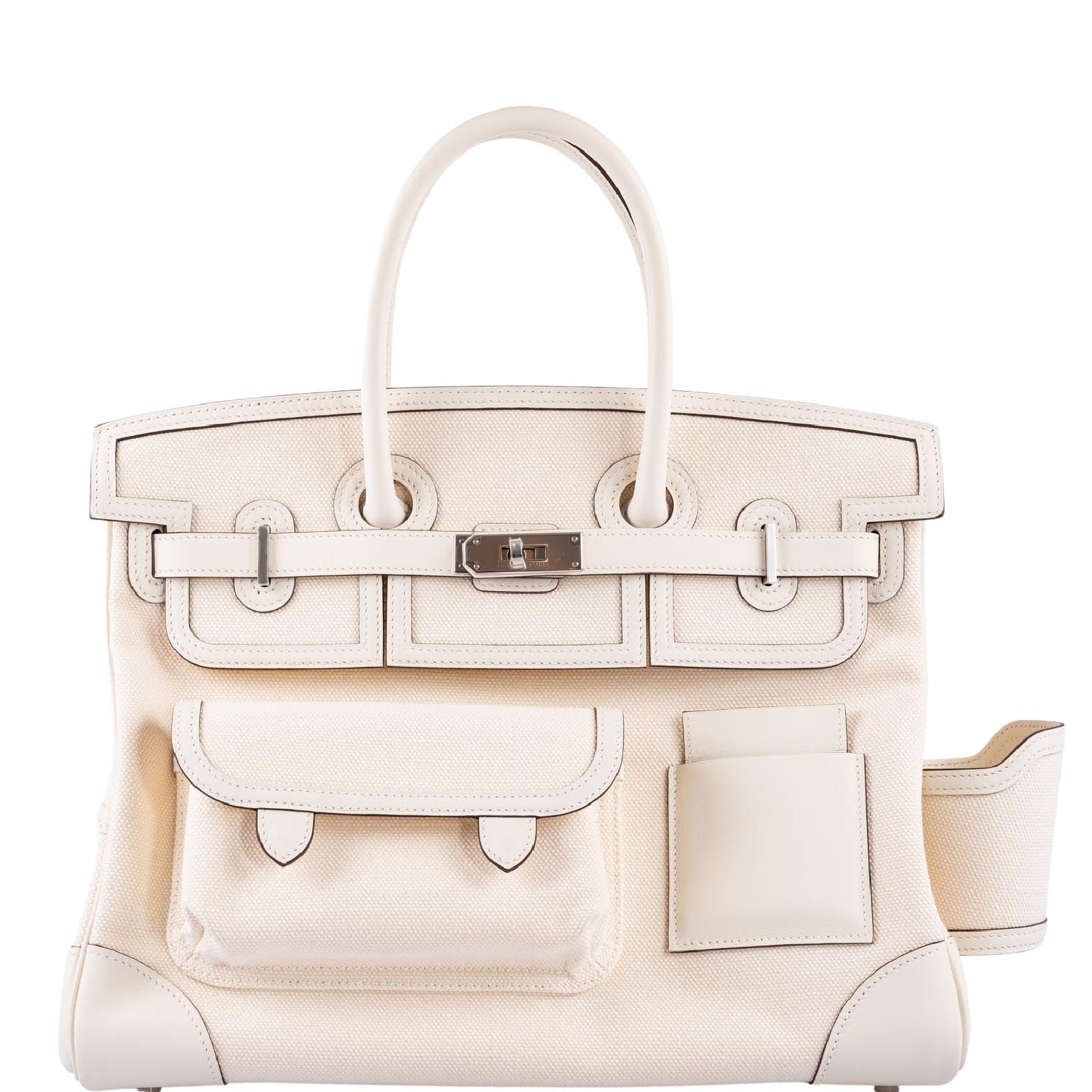 Hermès Cargo Birkin 35 Nata Toile Goeland and Swift Palladium Hardware