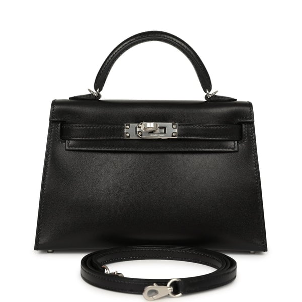 Hermes Kelly Sellier 20 Black Box Palladium Hardware