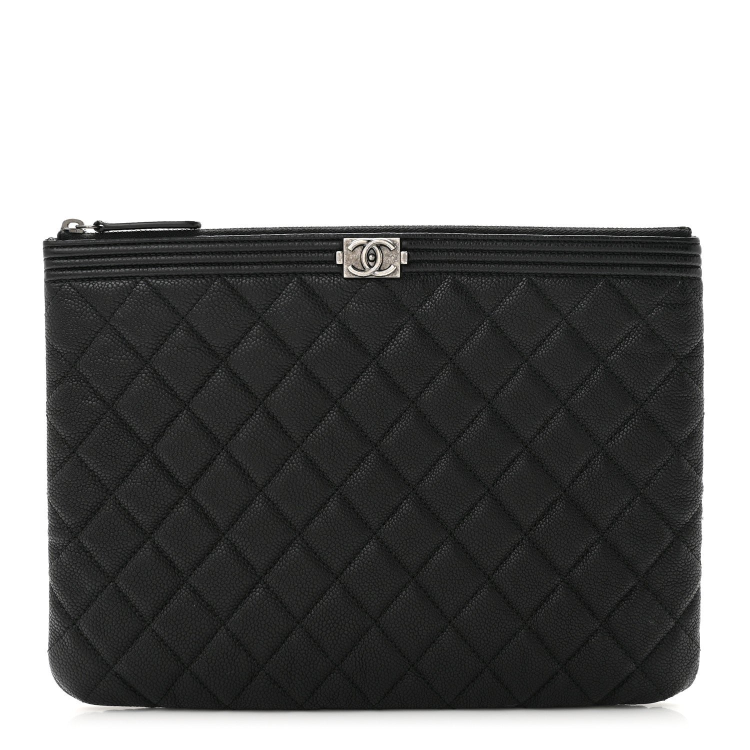 Chanel Caviar Quilted Medium Boy Cosmetic Case Black