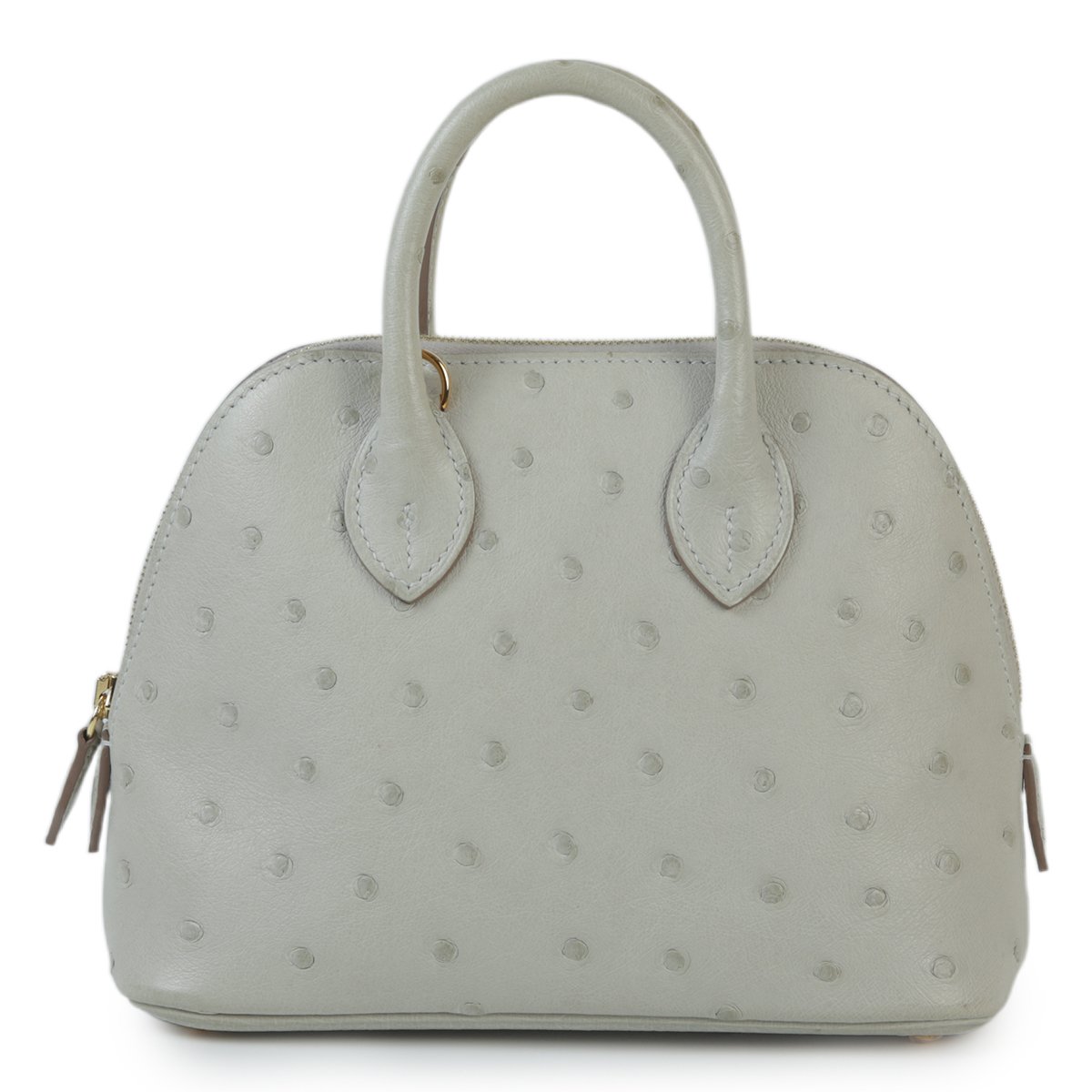 Very Good ( Rank A) HERMÈS Mini Bolide Gris Perle (80) Ostrich Gold hardware U (2022)
