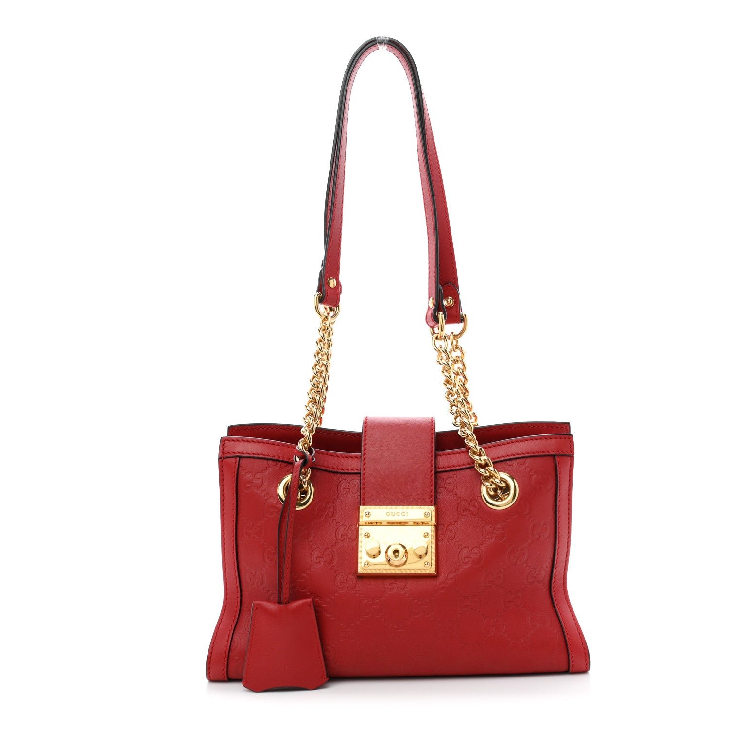 Gucci Guccissima Small Padlock Tote Red
