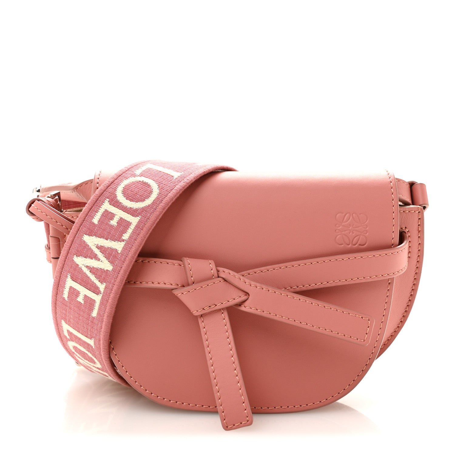 Loewe Calfskin Jacquard Mini Gate Dual Bag Peach Bloom