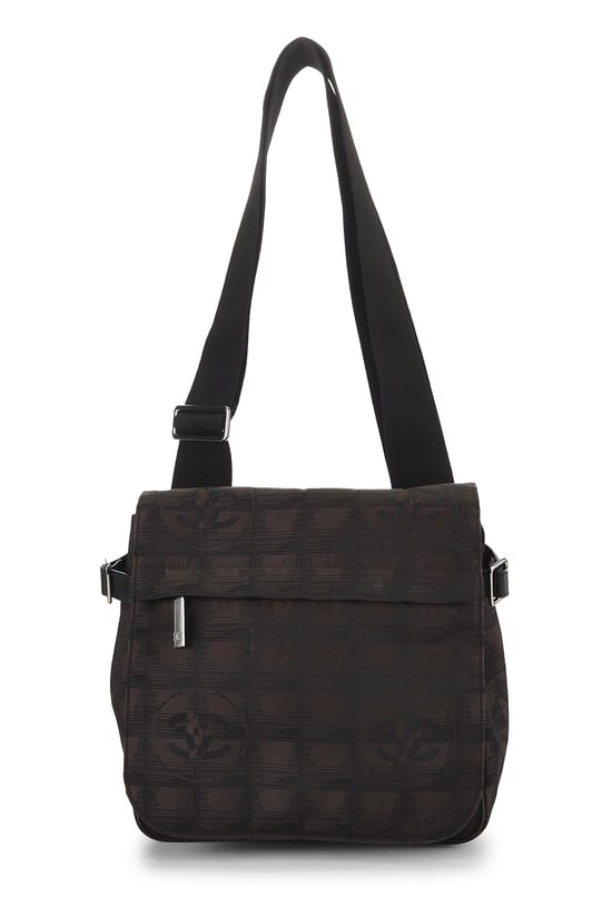 Brown Nylon Travel Line Shoulder Bag Small