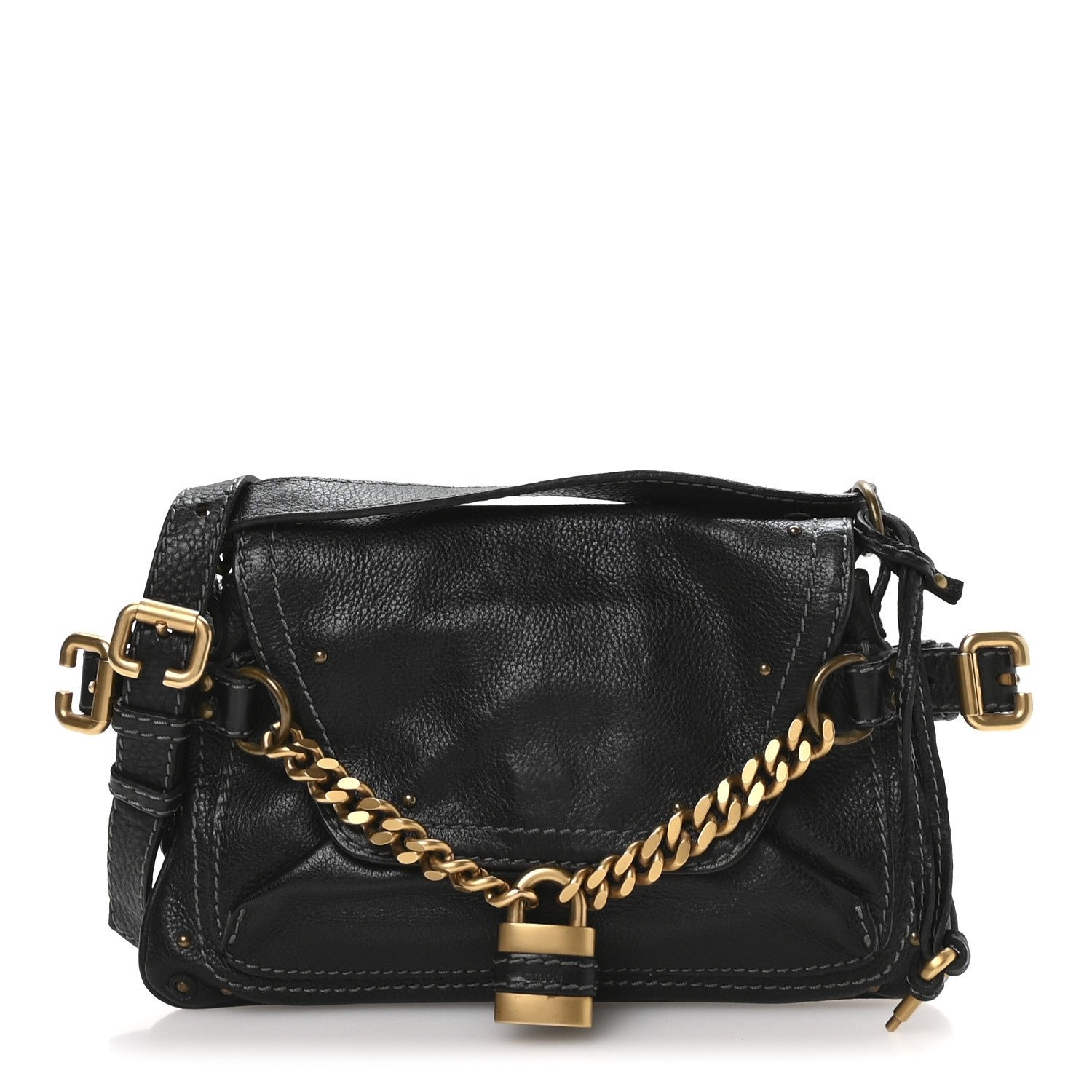Chloe Chloe Calfskin Small Paddington Capsule Satchel Black