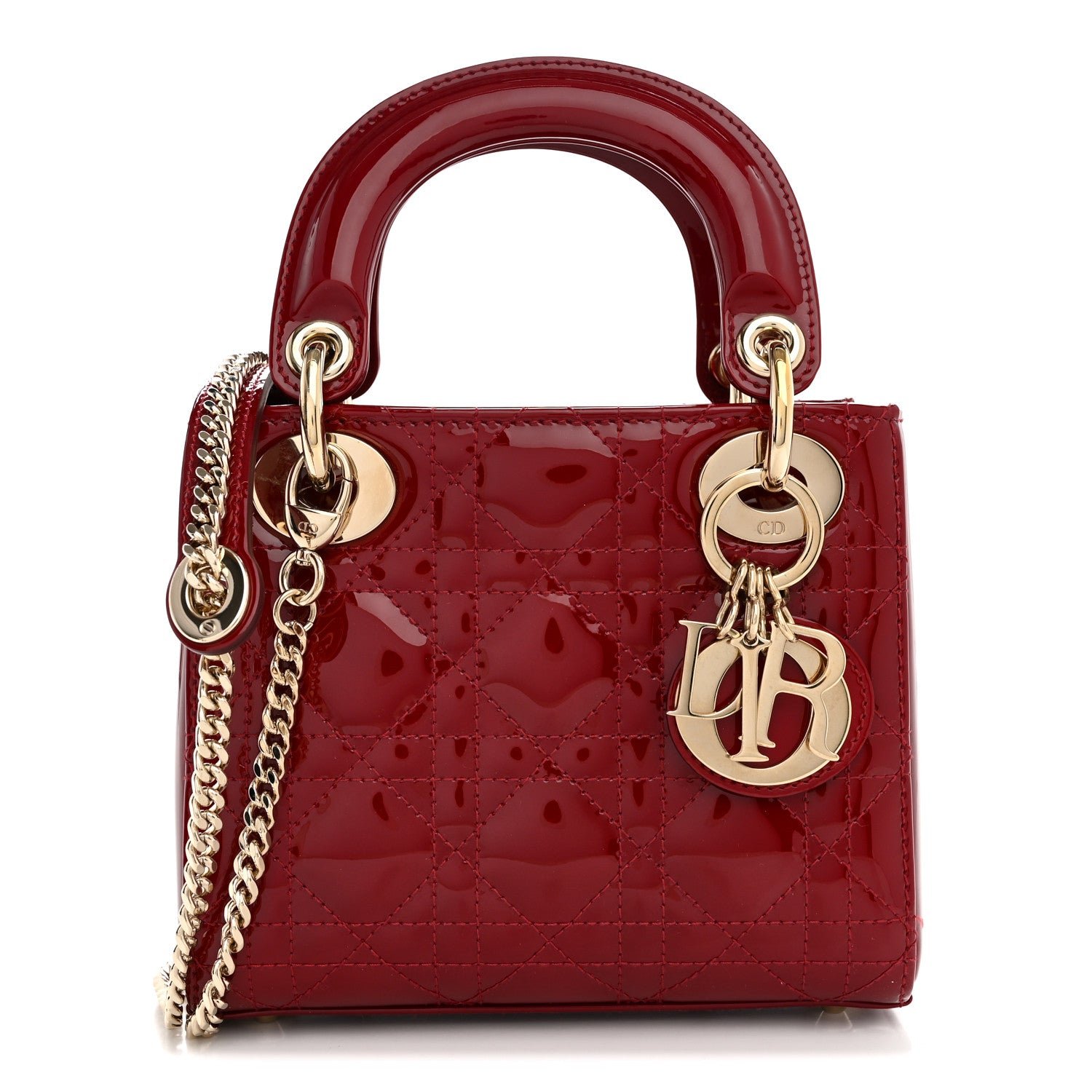 Christian Dior Patent Cannage Mini Lady Dior Red