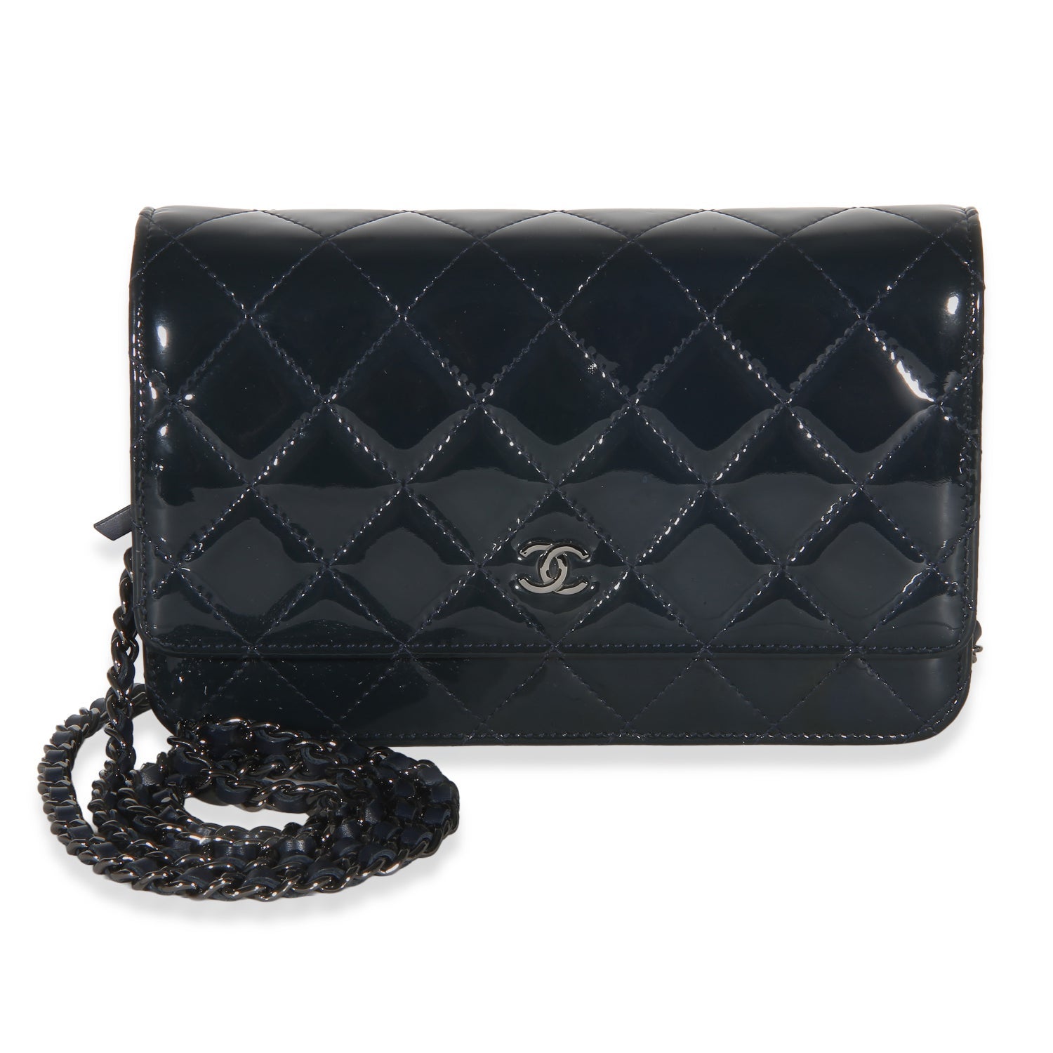 Patent Leather Wallet On Chain