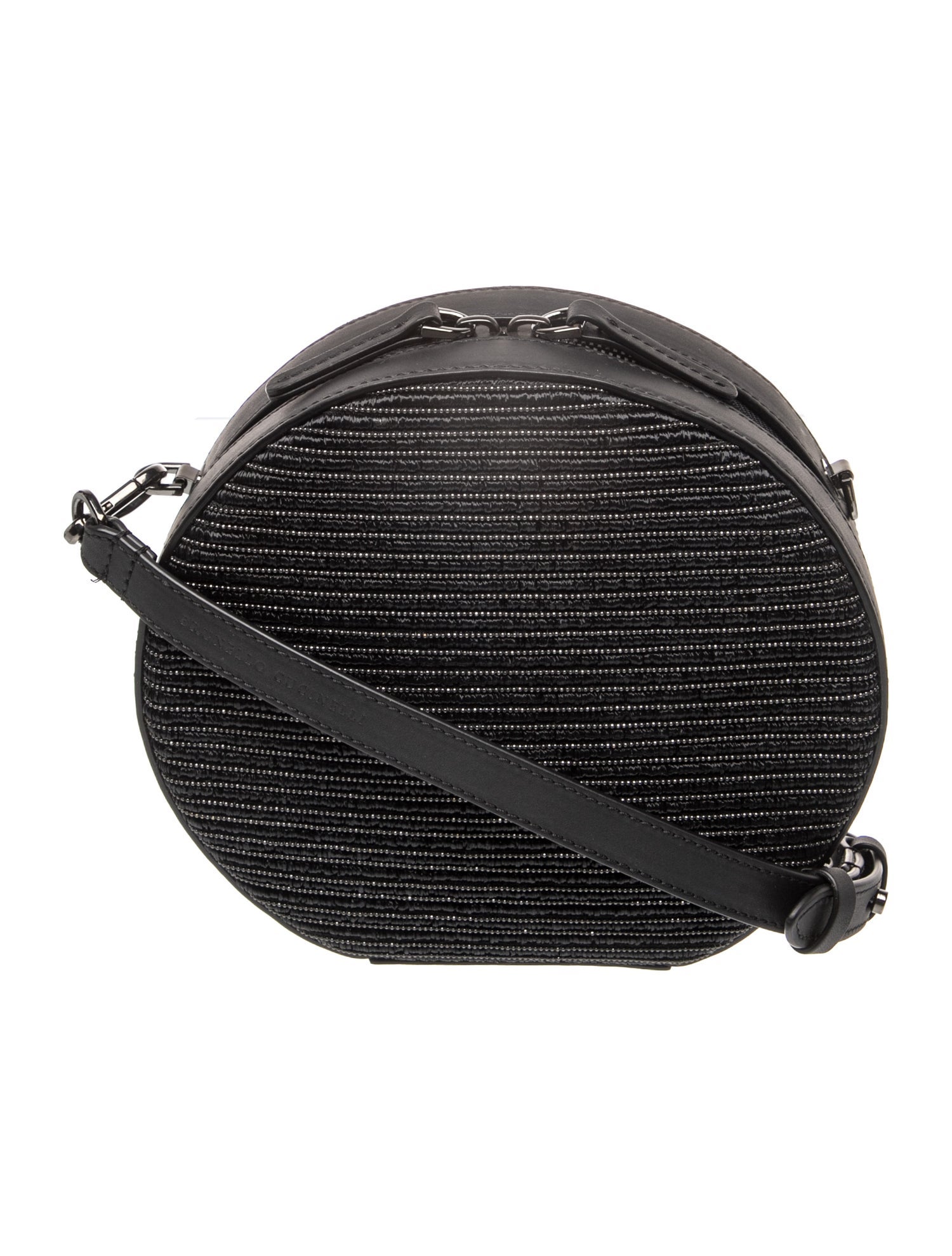 Brunello Cucinelli Leather Round Raffia & Monili