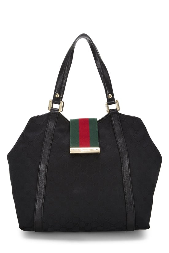 Black GG Canvas New Ladies Web Tote