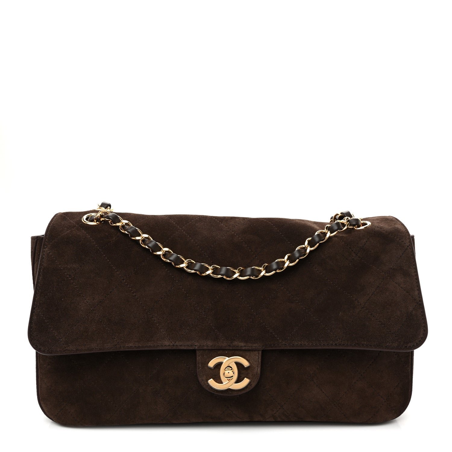 Chanel Suede Calfskin Small Souplissimo Maxi Flap Dark Brown