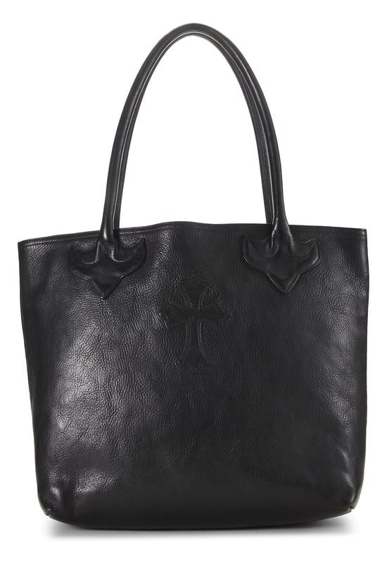Chrome Hearts Black Leather Cross Patch Tote