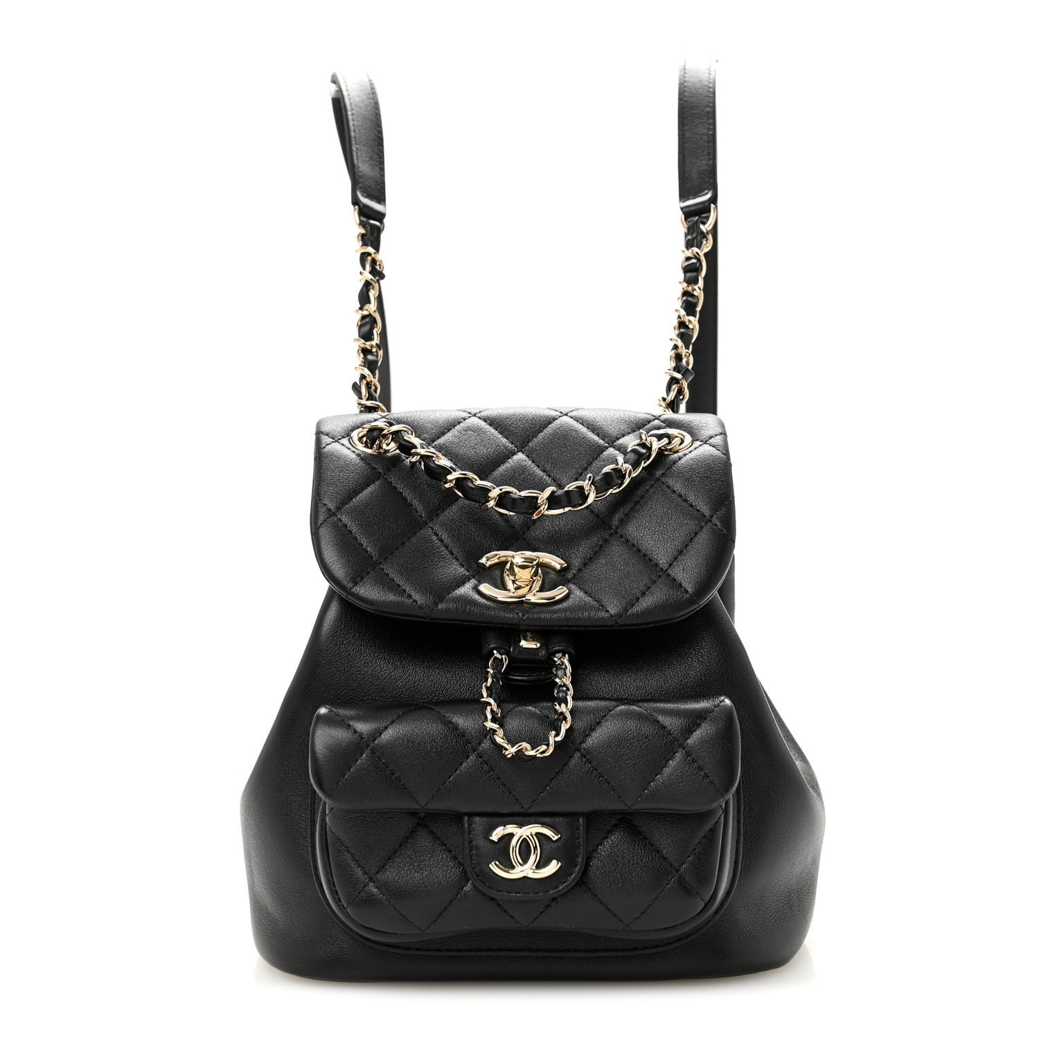 Chanel Lambskin Quilted Small Duma Drawstring Backpack Black