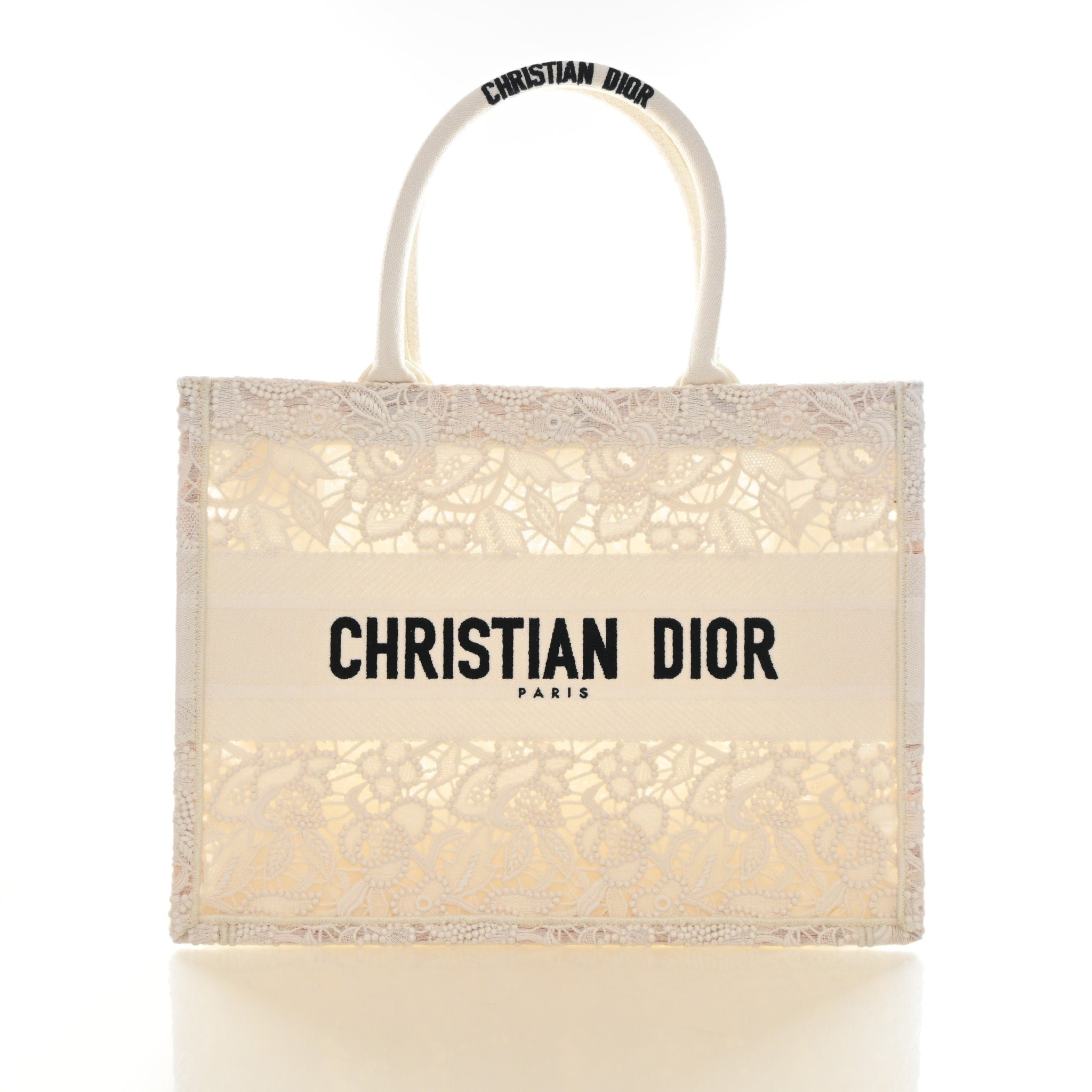 Christian Dior Medium Embroidered D Lace Book Tote
