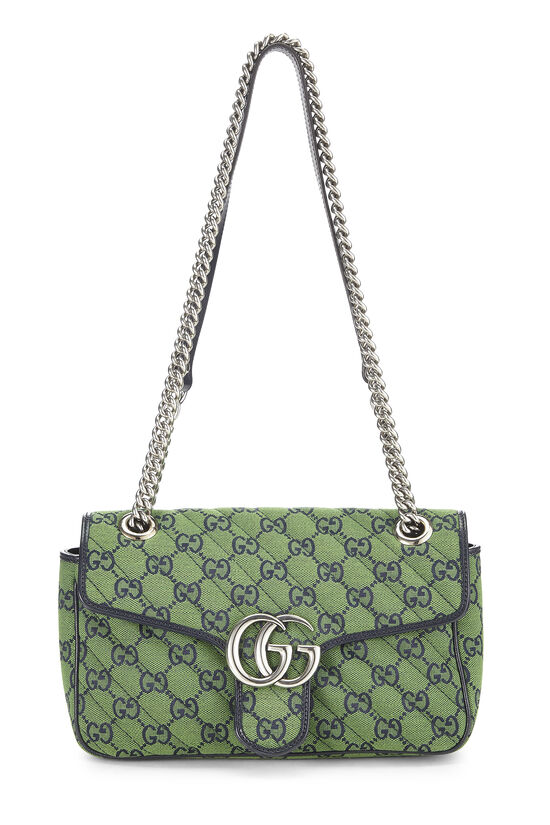 Gucci Green Canvas GG Marmont Shoulder Bag Small