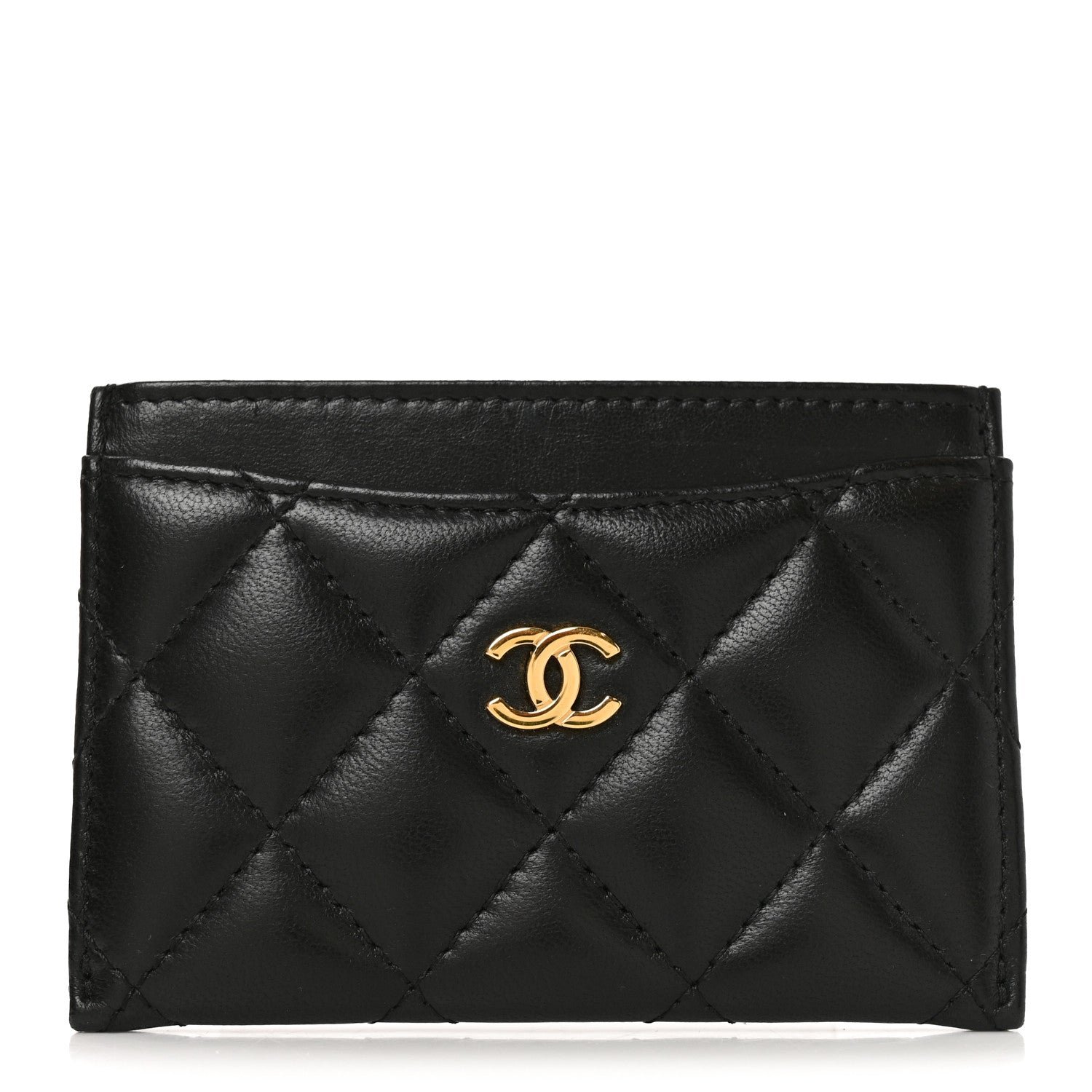 Chanel Lambskin Quilted Card Holder Black