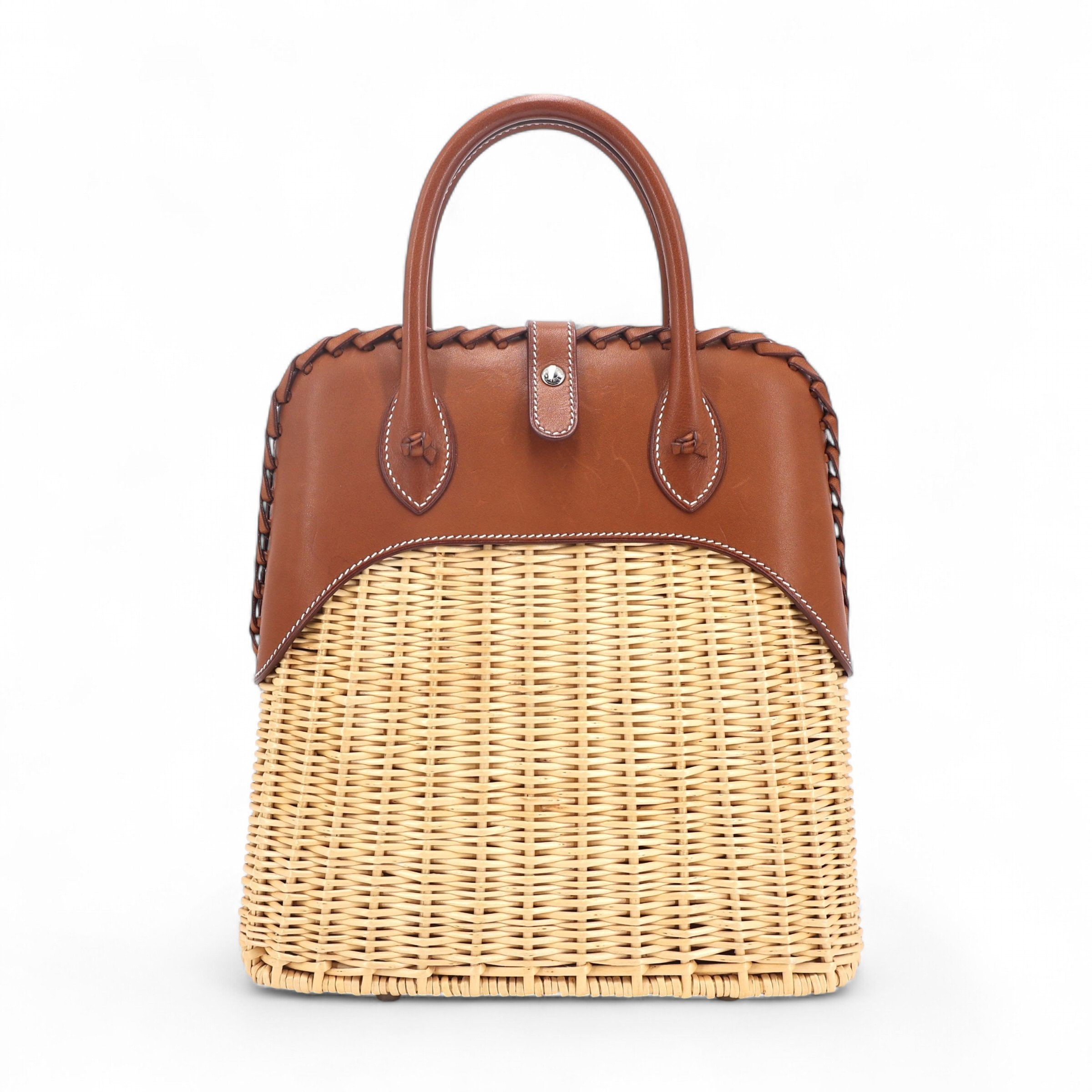 Hermes Very Good ( Rank A) HERMÈS Limited Edition Bolide Picnic 24 Natural (27) Fauve (34) Barenia Osier Wicker Palladium hardware X (2016)