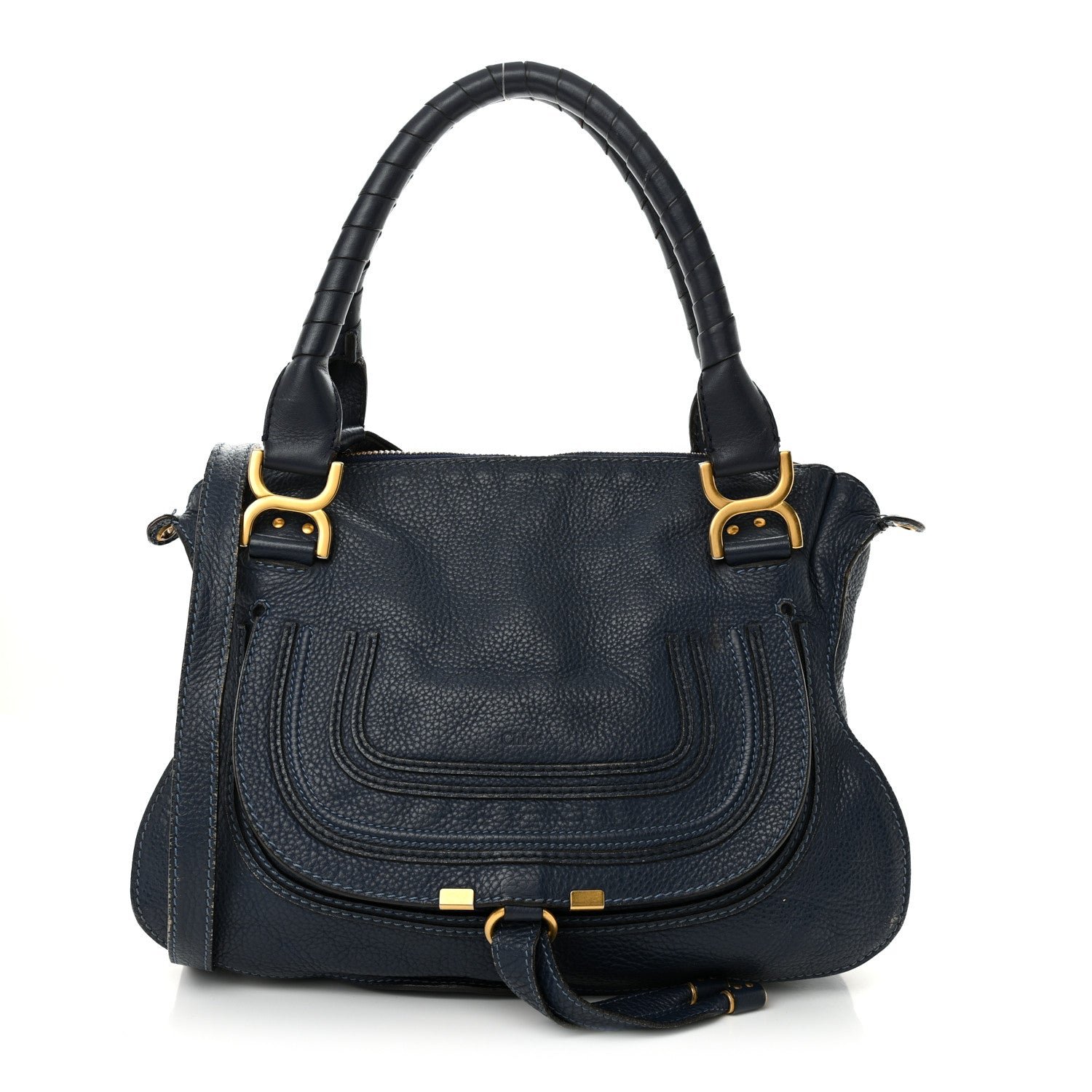 Chloe Calfskin Small Marcie Satchel Navy Blue