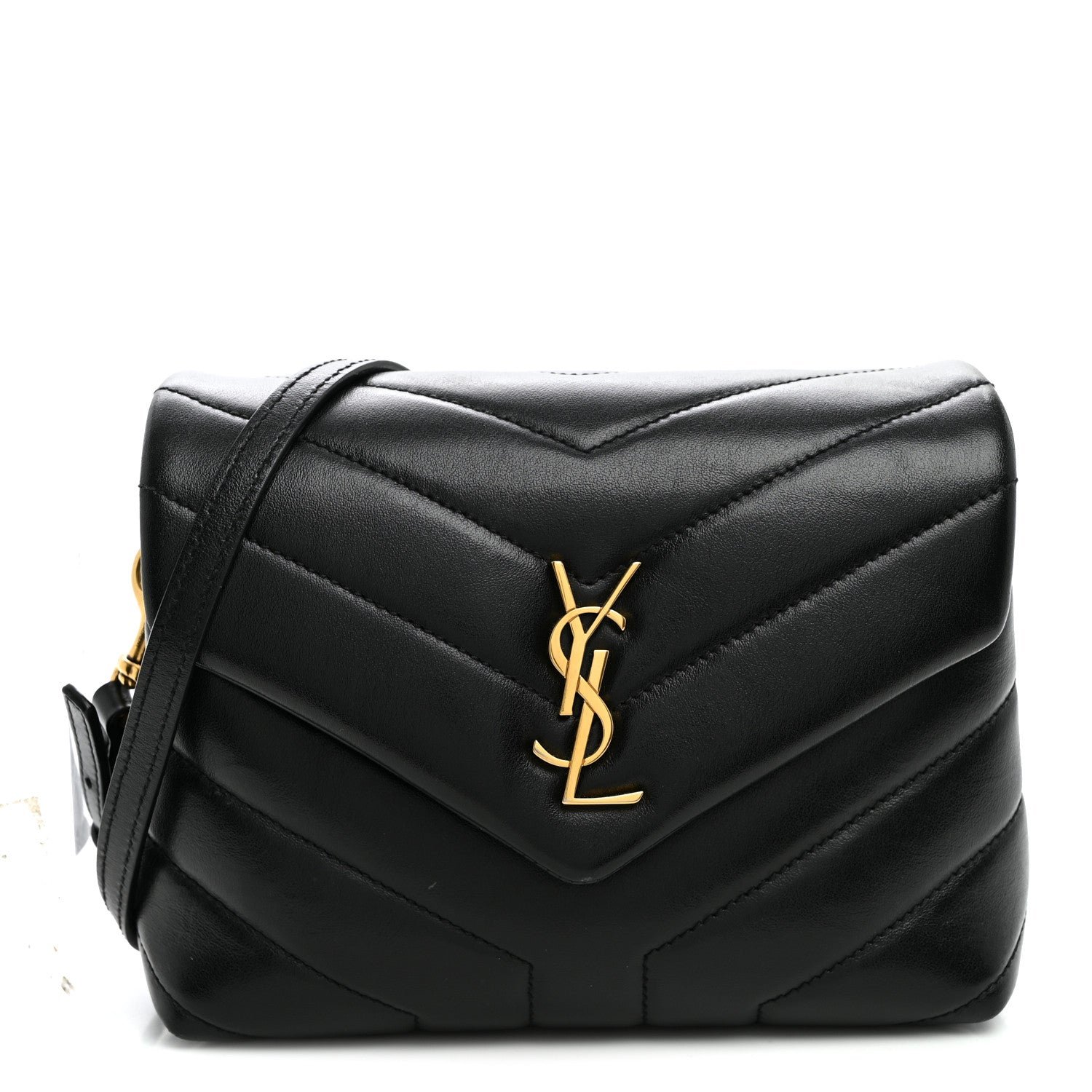 Saint Laurent Calfskin Y Quilted Monogram Toy Loulou Crossbody Bag Black