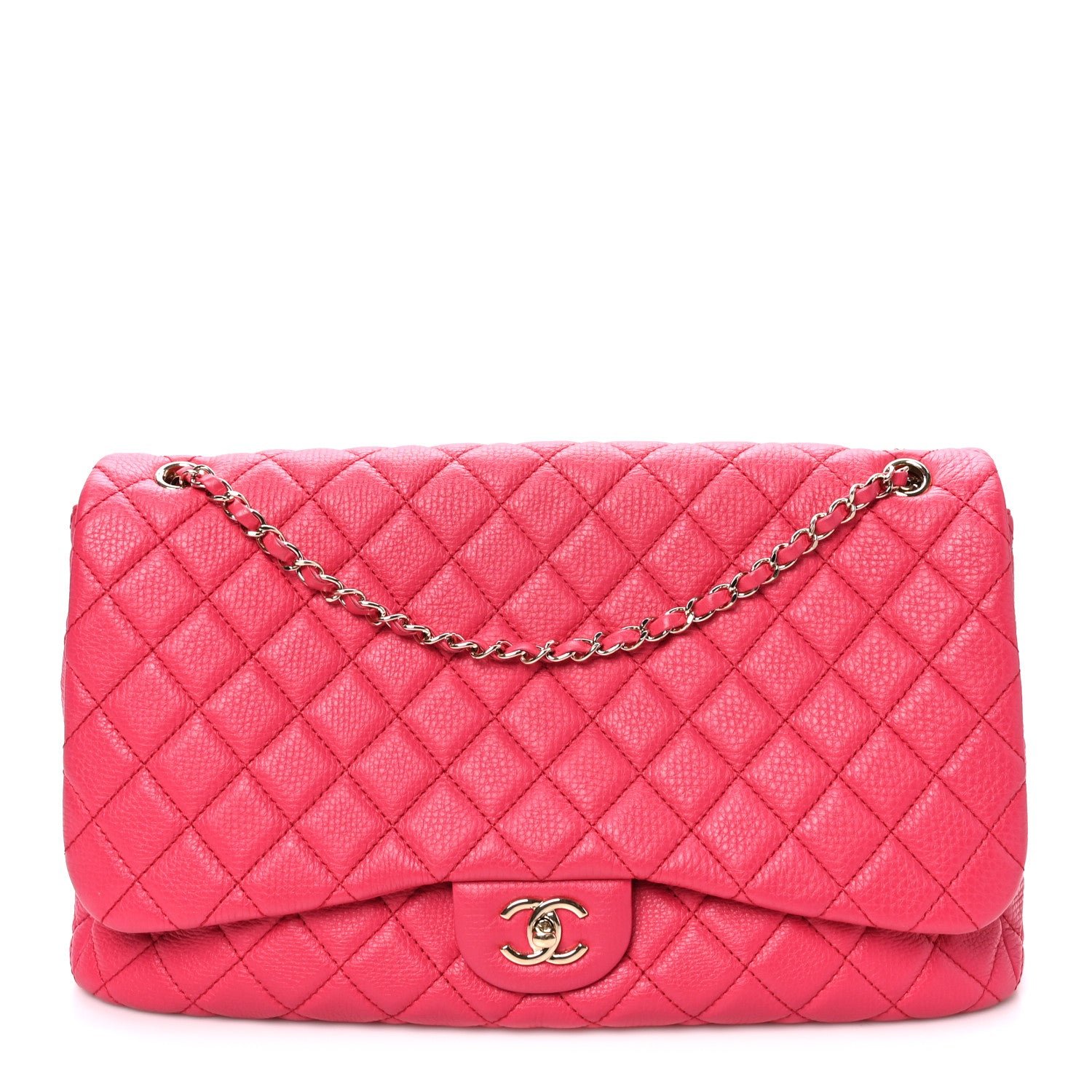 Chanel Calfskin Quilted Small XXL Travel Flap Bag Dark Pink