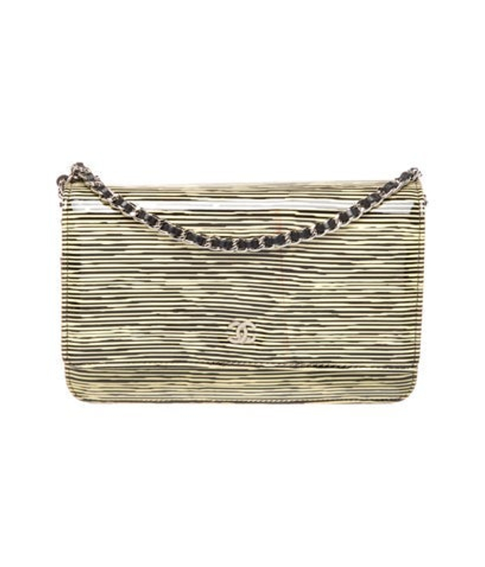 Chanel Patent Striped Wallet On Chain