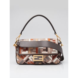 Fendi Fendi Ebano Multicolor FF Fabric/Leather Baguette Bag - 8BR600