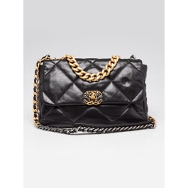 Chanel Black Quilted Goatskin Leather Chanel 19 Large Flap Bag