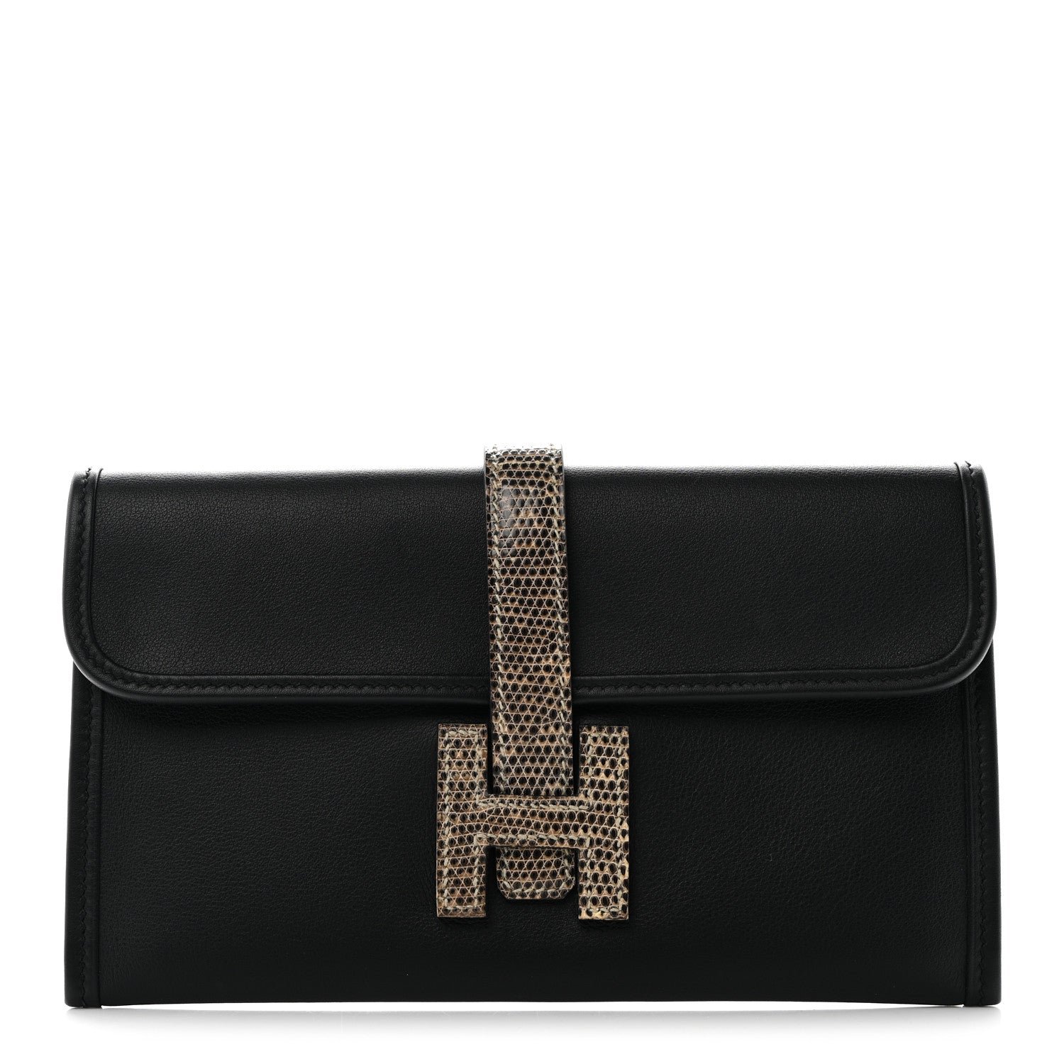 Hermes Swift Lizard Jige Touch Duo Clutch Black Ombre