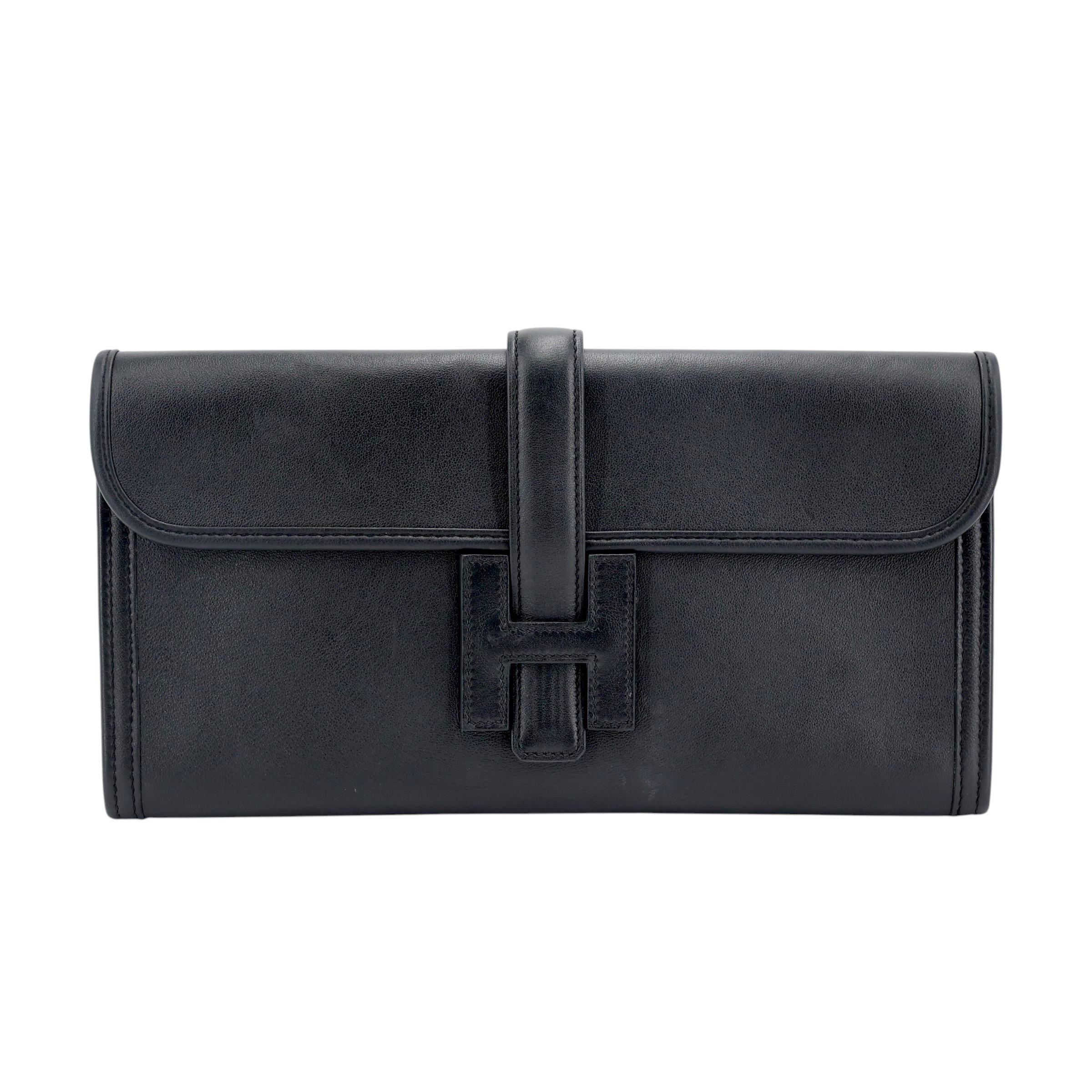 Very Good ( Rank A) HERMÈS Jige 29 Noir (89) Swift X (2016)