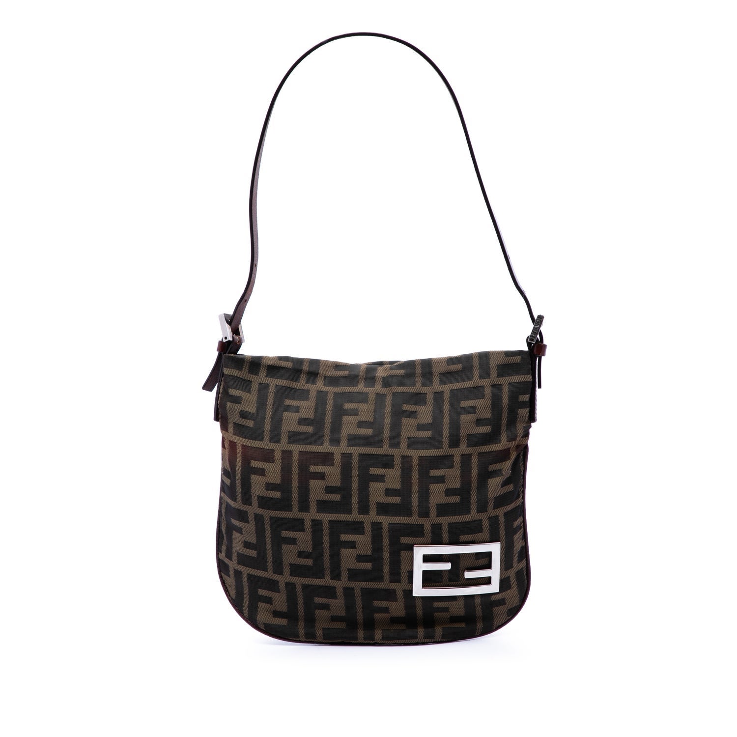 Calf Leather Zucca Canvas Shoulder Bag