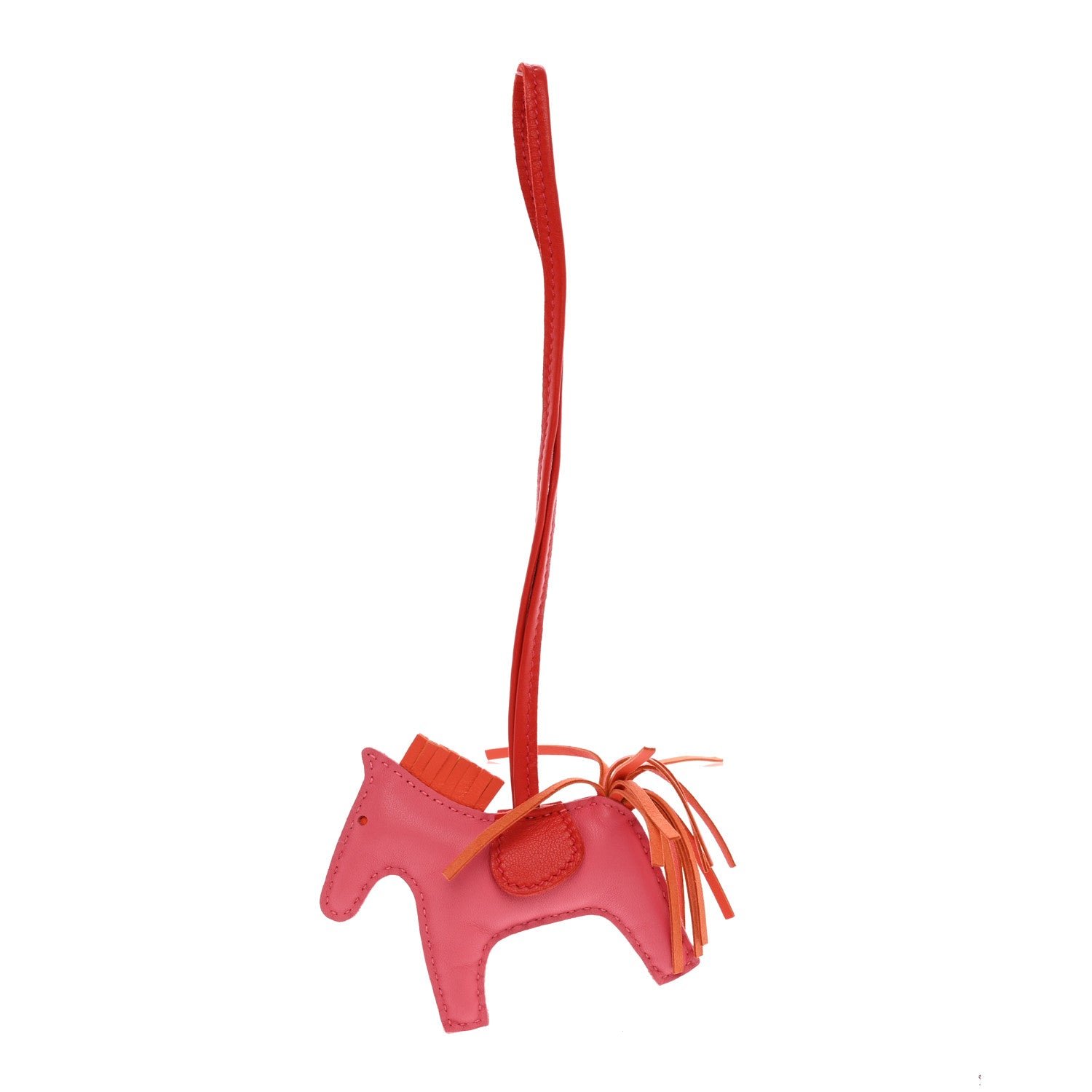 Hermes Milo Lambskin Grigri Rodeo Horse Bag Charm PM Rose Azalee Orange Poppy Rouge Indien