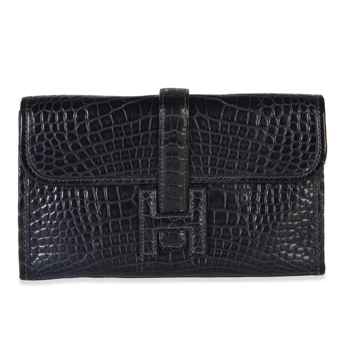 Blue Marine Matte Mississippi Alligator Mini Jige Clutch