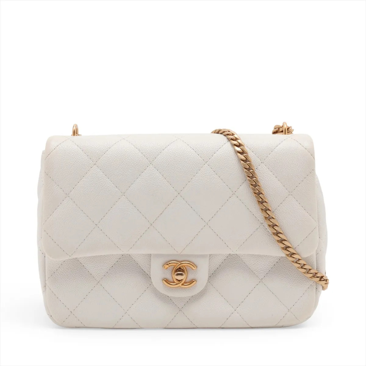 Chanel Matelasse Caviar Skin Chain Shoulder Bag hearts White Gold Metal Fittings
