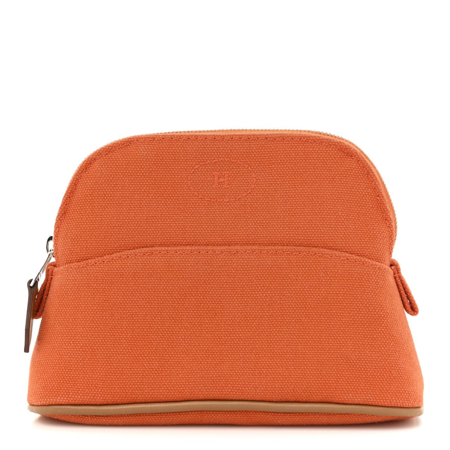 Hermes Cotton Canvas Mini Mini Bolide Travel Cosmetic Pouch Feu
