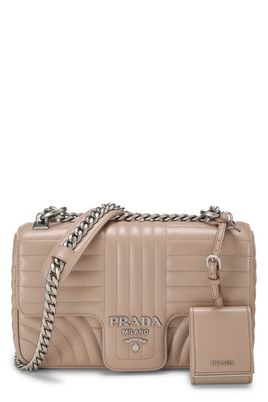Beige Calfskin Diagramme Flap Bag Large