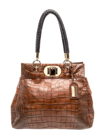 Badgley Mischka Embossed Leather Shoulder Bag