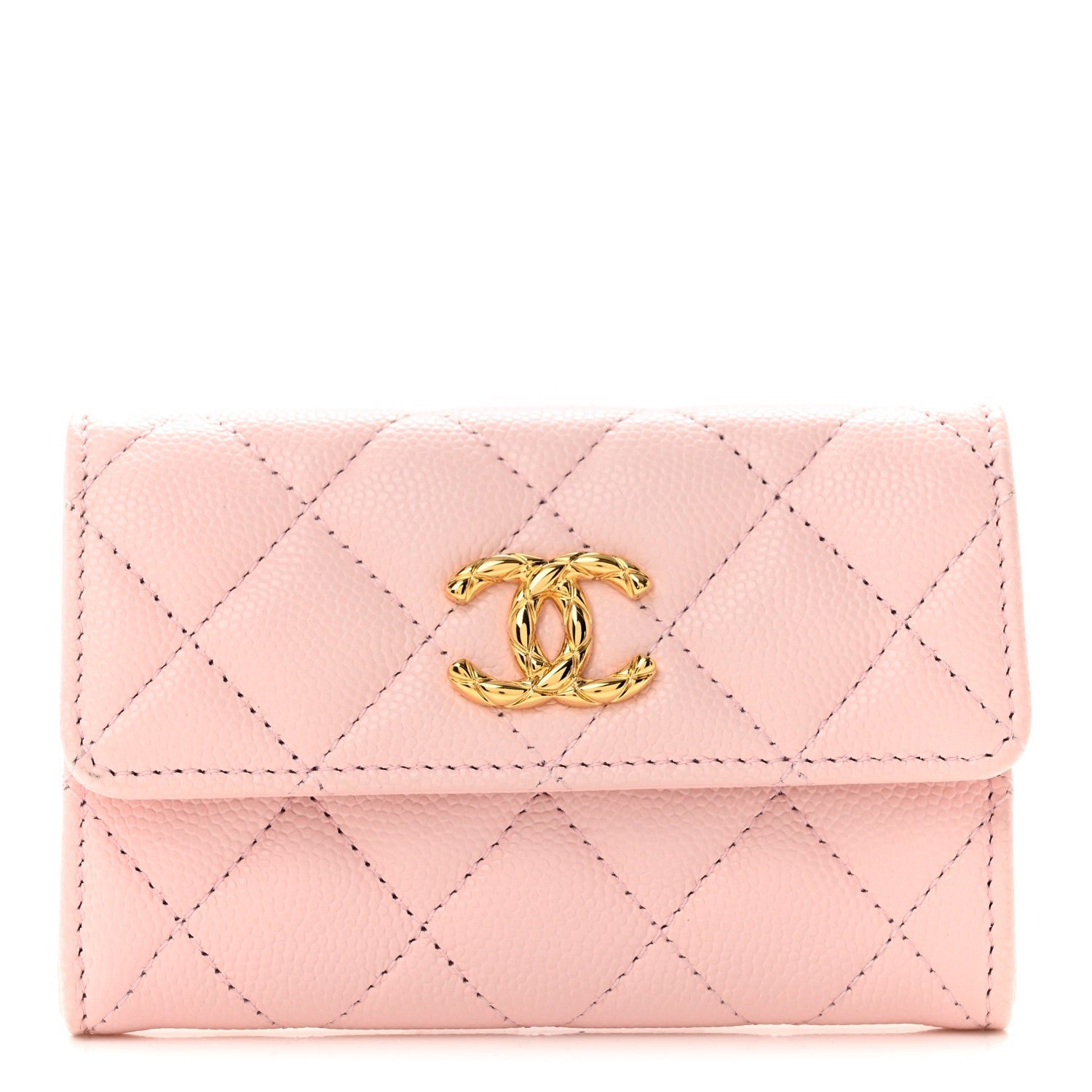 Chanel Caviar Quilted CC Flap Card Holder Rose