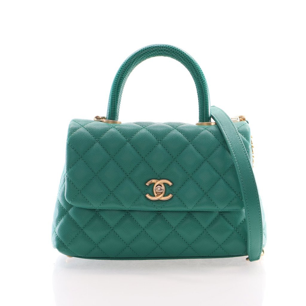 Chanel Small Caviar Lizard Coco Handle Bag