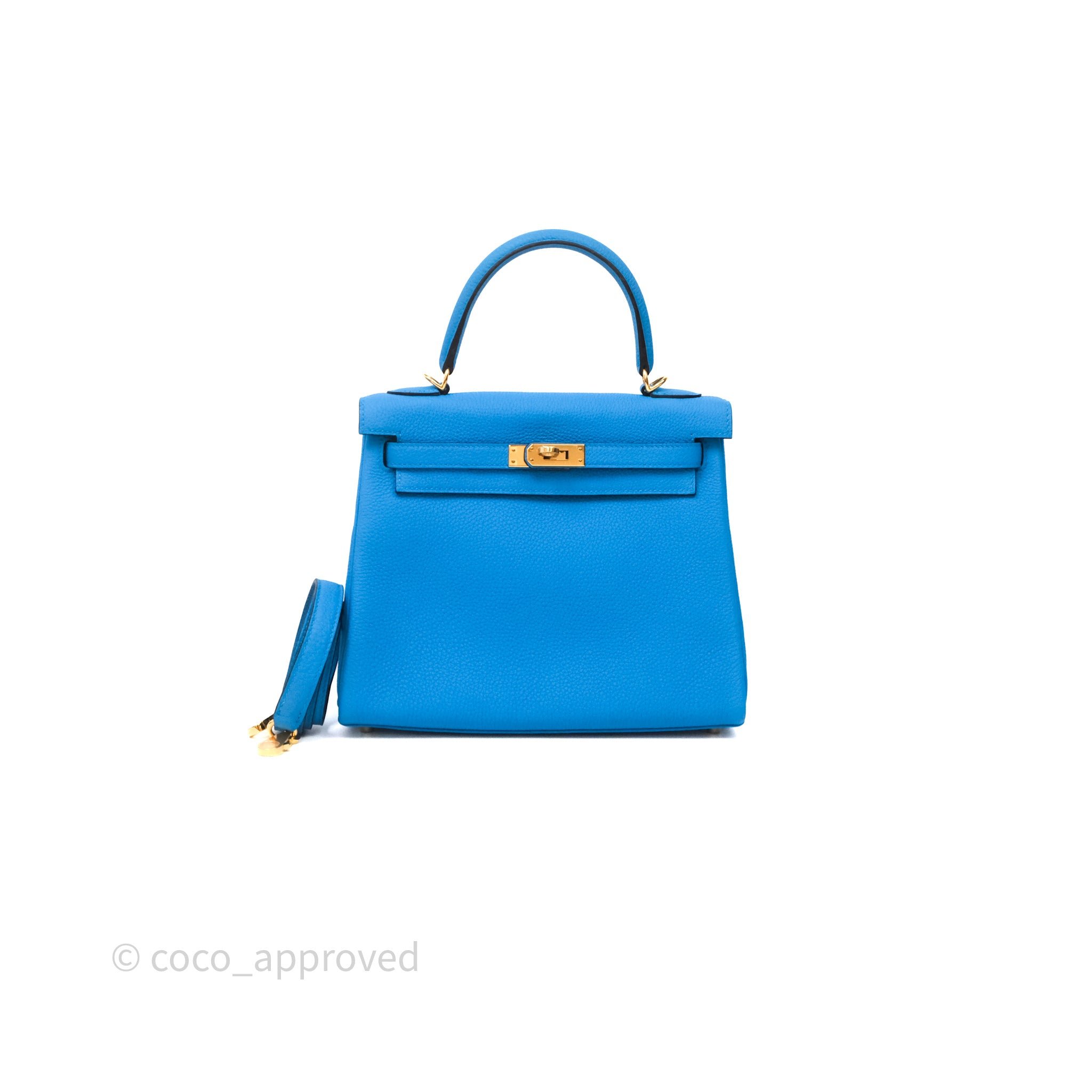 Hermès Kelly 25 Bleu Zanzibar B3 Retourne Togo Gold Hardware